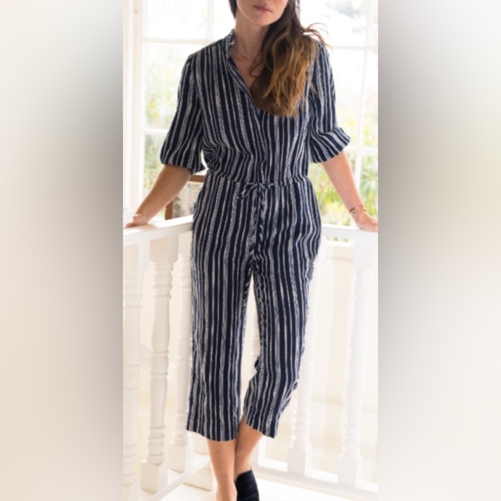 Trovata The Ingrid Jumpsuit Navy Stripe Size Medium